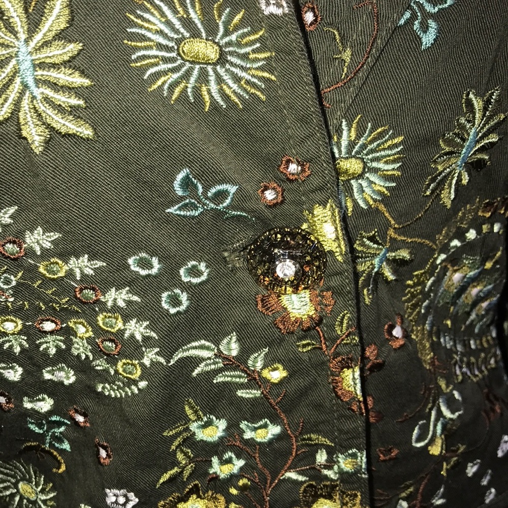 Johnny Was Green Paisley Long Coat - Picture 2 of 6